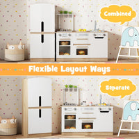 Wooden Modular Play Kitchen with Fridge and Dishwasher for Ages 3+