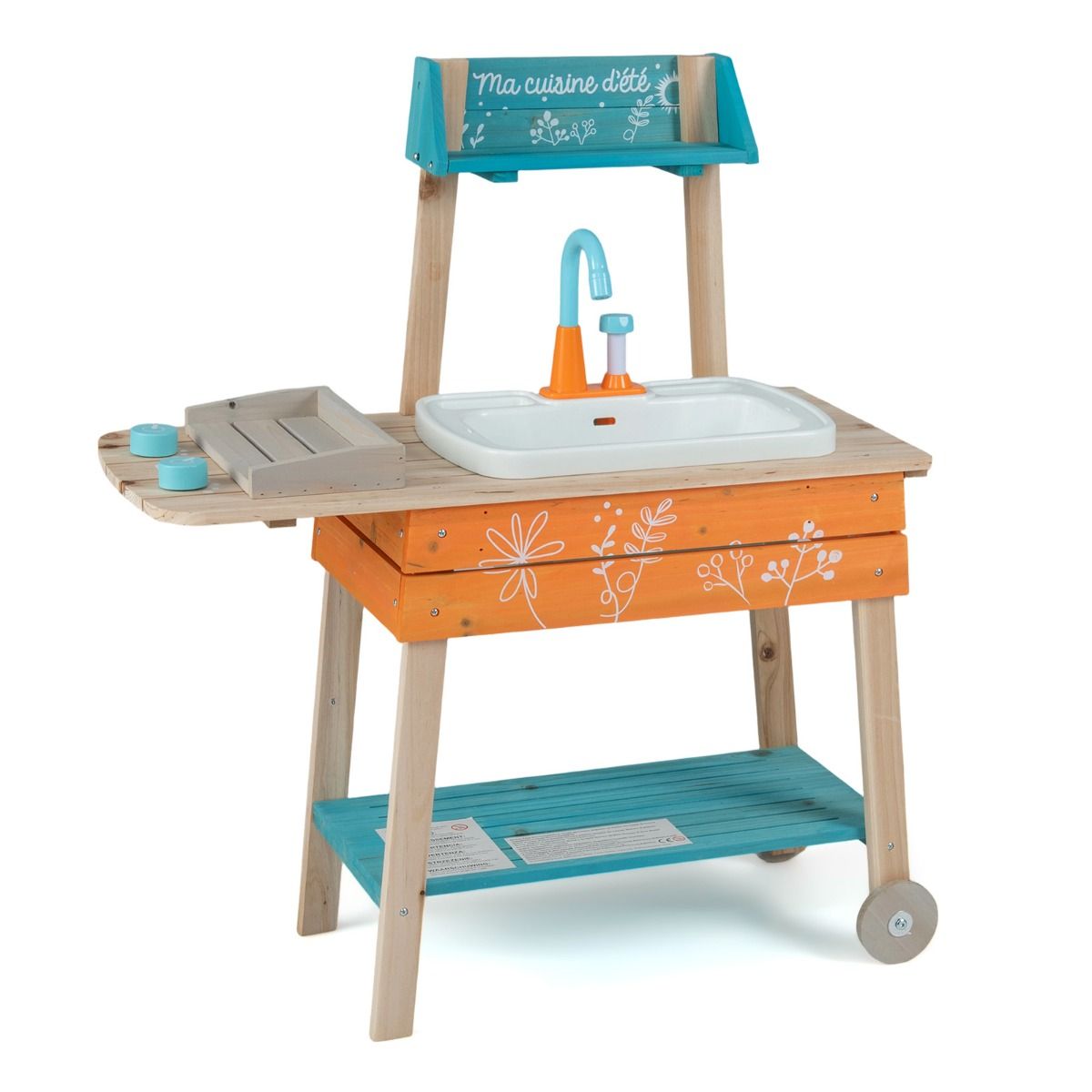 Wooden Toy Kitchen Playset with Removable Sink and Circulation Faucet
