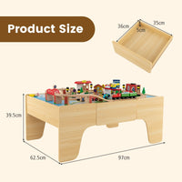 84/80 Pieces Wooden Train Set & Table with Reversible Tabletop