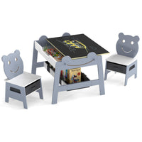 Versatile Kids Table and 2 Chairs Set with Hanging Hooks