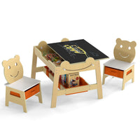 Versatile Kids Table and 2 Chairs Set with Hanging Hooks