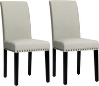 Giantex 2Pcs Fabric Dining Chairs Seat Upholstered w/Nailhead Trim & Wood Leg