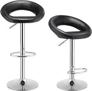 Giantex Bar Stool Set of 2, Height Adjustable & 360° Home Bar Stool w/ Non-Slip Base & Steel Footrest