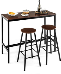 Giantex 3-Piece Bar Table Set for 2, Counter Height Table with 2 Round Stools & Space Saving Design