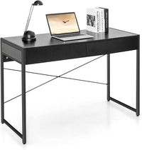 Giantex Computer Desk with 2 Drawers, 112CM Study Writing Table w/Heavy-Duty Metal Frame