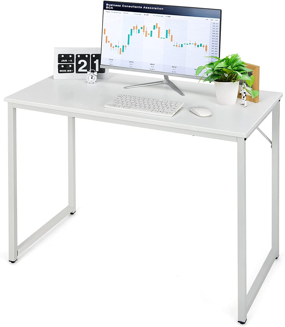 Giantex Computer Desk, 100cm Study Writing Desk w/Heavy Duty Steel Frame