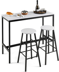 Giantex 3-Piece Bar Table Set for 2, Counter Height Table with 2 Round Stools & Space Saving Design