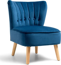 Velvet Accent Chair, Soft Upholstered Modern Leisure Chair w/Solid Wood Legs, Non-Slip Pads