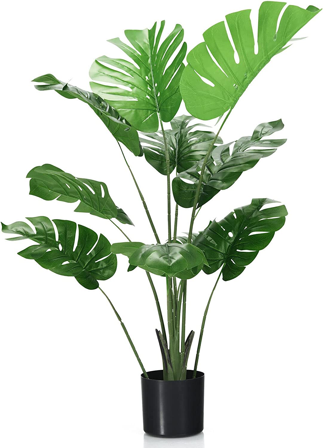 Giantex 1.2M Artificial Monstera Deliciosa Tree, Tall Fake Tropical Palm Tree w/10 Pcs Different Turtle Leaves
