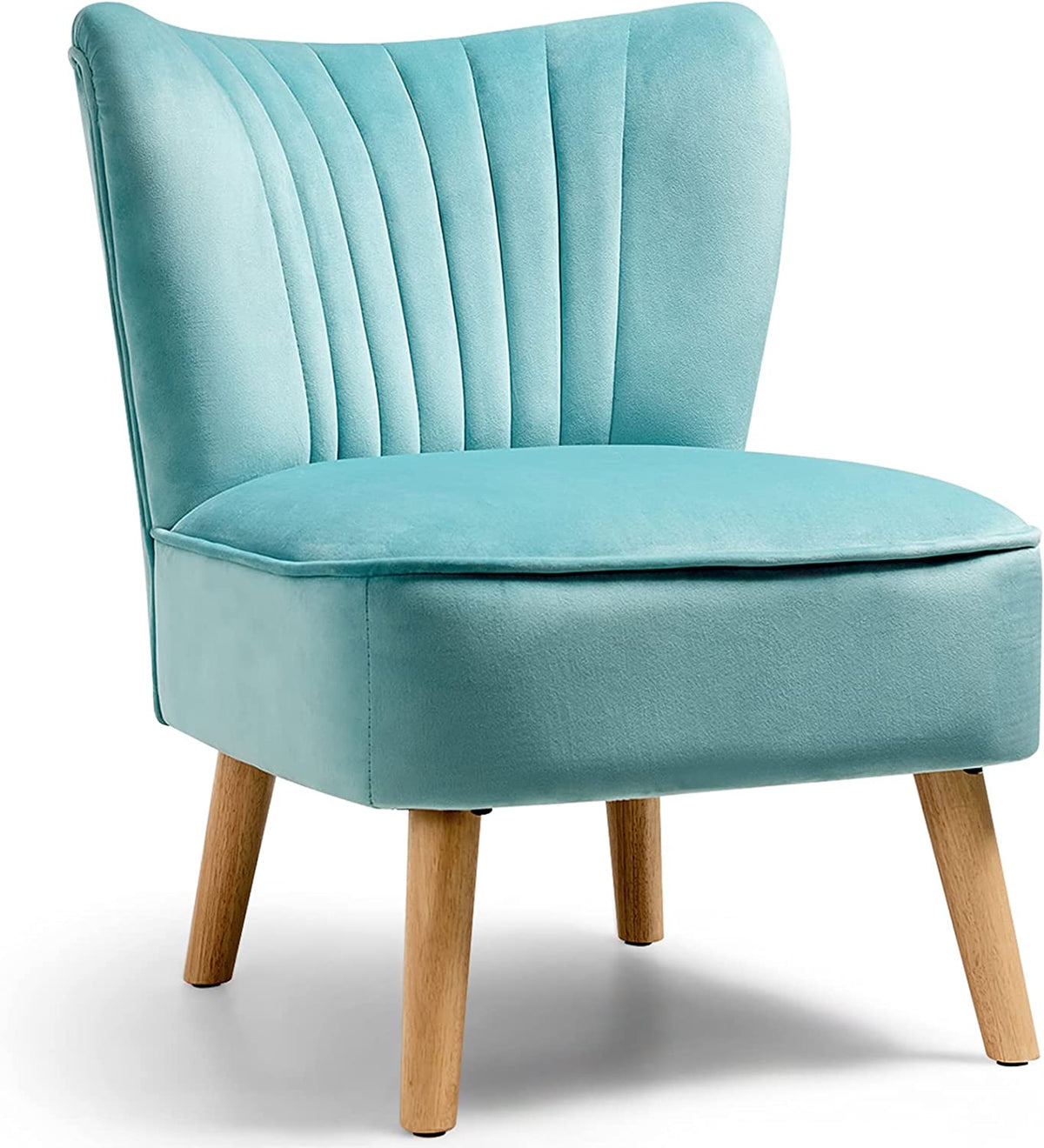 Modern Accent Velvet Chair, Armless Home Office Desk Chair, w/ Thick Padded Seat