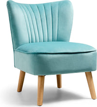 Modern Accent Velvet Chair, Armless Home Office Desk Chair, w/ Thick Padded Seat