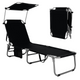 Outdoor Sun Lounger Bed, Folding Lounge Chaise Reclining Deck Chair