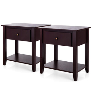 Giantex 2Pcs End Tables, Compact Nightstands w/ Stable Frame