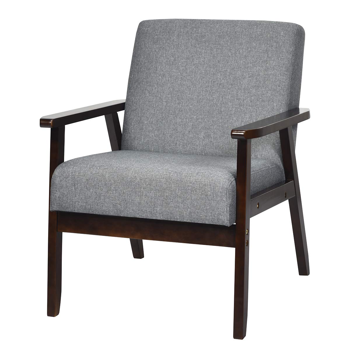 Giantex Accent Chair, Fabric Upholstered Wooden Lounge Chair