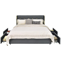 Giantex Bed Frame w/ High Headboard & Drawers