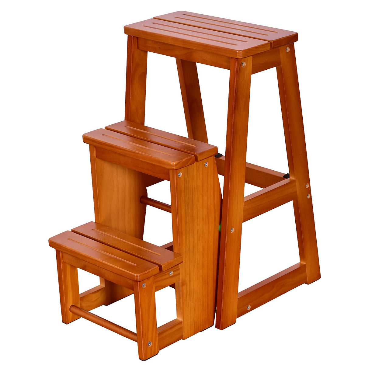 Giantex Folding Step Stool, 3 Tier Wood Ladder