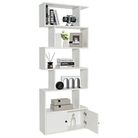 Giantex S-Shaped Bookcase, 6-Tier Bookshelf with Doors and Cabinet