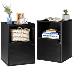 2Pcs End Side Table, 2-Tier Bedside Table Nightstand