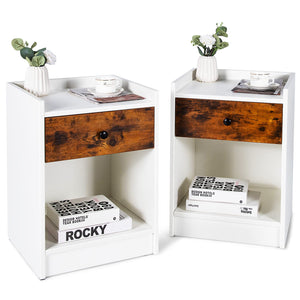 2Pcs Bedside Table, 2-Tier Nightstand Side End Table