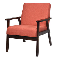 Giantex Accent Chair, Fabric Upholstered Wooden Lounge Chair