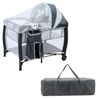 Portable Baby Bassinet, 3 In 1 Foldable Travel Cot w/ Canopy & Detachable Net