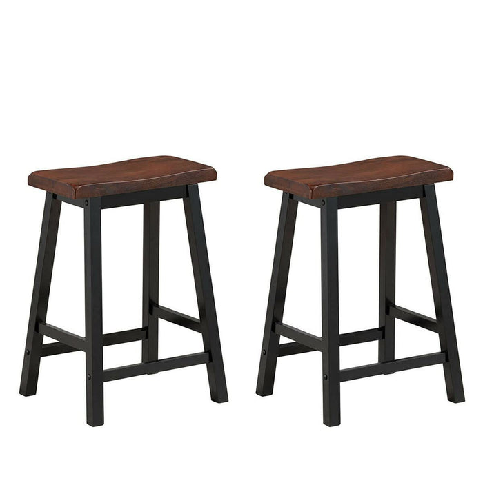 Giantex Set of 2 Bar Stools, Saddle Seat Pub Chair, Wood Vintage Counter Height Stool
