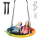 102CM Kids Tree Swing Saucer, Strengthen Hanging Tree Swing w/ Multi-ply Rope & 2 Tree Hanging Straps(Strengthen Colorful)