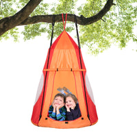 100cm 2 in 1 Kids Detachable Hanging Tree Swing Tent and Nest Swing Chair, Orange