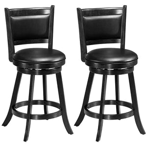 Giantex Bar Stools Set of 2, Accent Wooden Swivel Barstool Backed Dining Chair