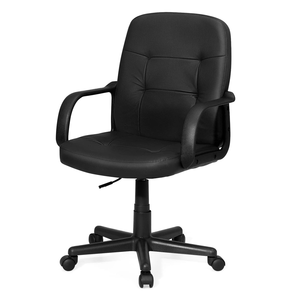 Giantex Mid-Back Executive Office Chair, PVC Leather Computer Chair w/Adjustable Height & Flexible Wheels