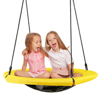 Nest Tree Swing, 100CM Kids Round Swing w/Adjustable Hanging Ropes, Yellow