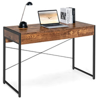 Giantex Computer Desk with 2 Drawers, 112CM Study Writing Table w/Heavy-Duty Metal Frame