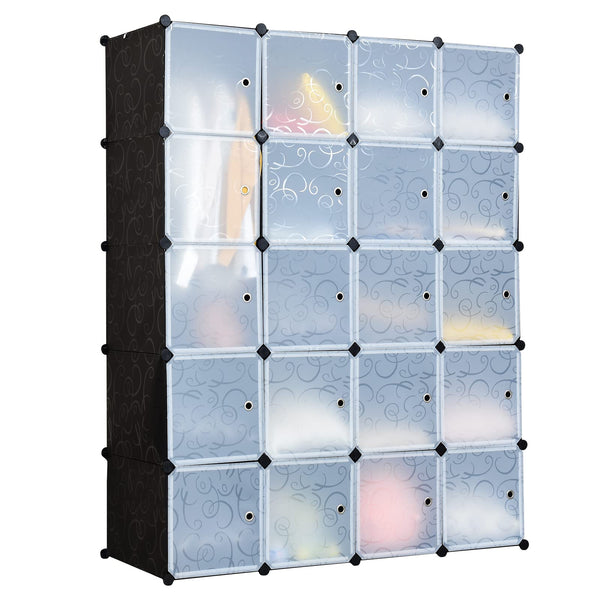 Modular Cabinet, 20/30-Cube Storage Organiser, DIY Plastic Cube Closet Bookcase Unit
