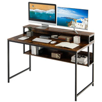 Giantex Industrial Computer Desk w/Monitor Shelf & Bookshelf