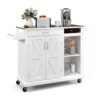 Giantex Kitchen Cart on Wheels, Kitchen Island with Storage and Stainless Steel Top, Rolling Kitchen Storage Cabinet with Drawer