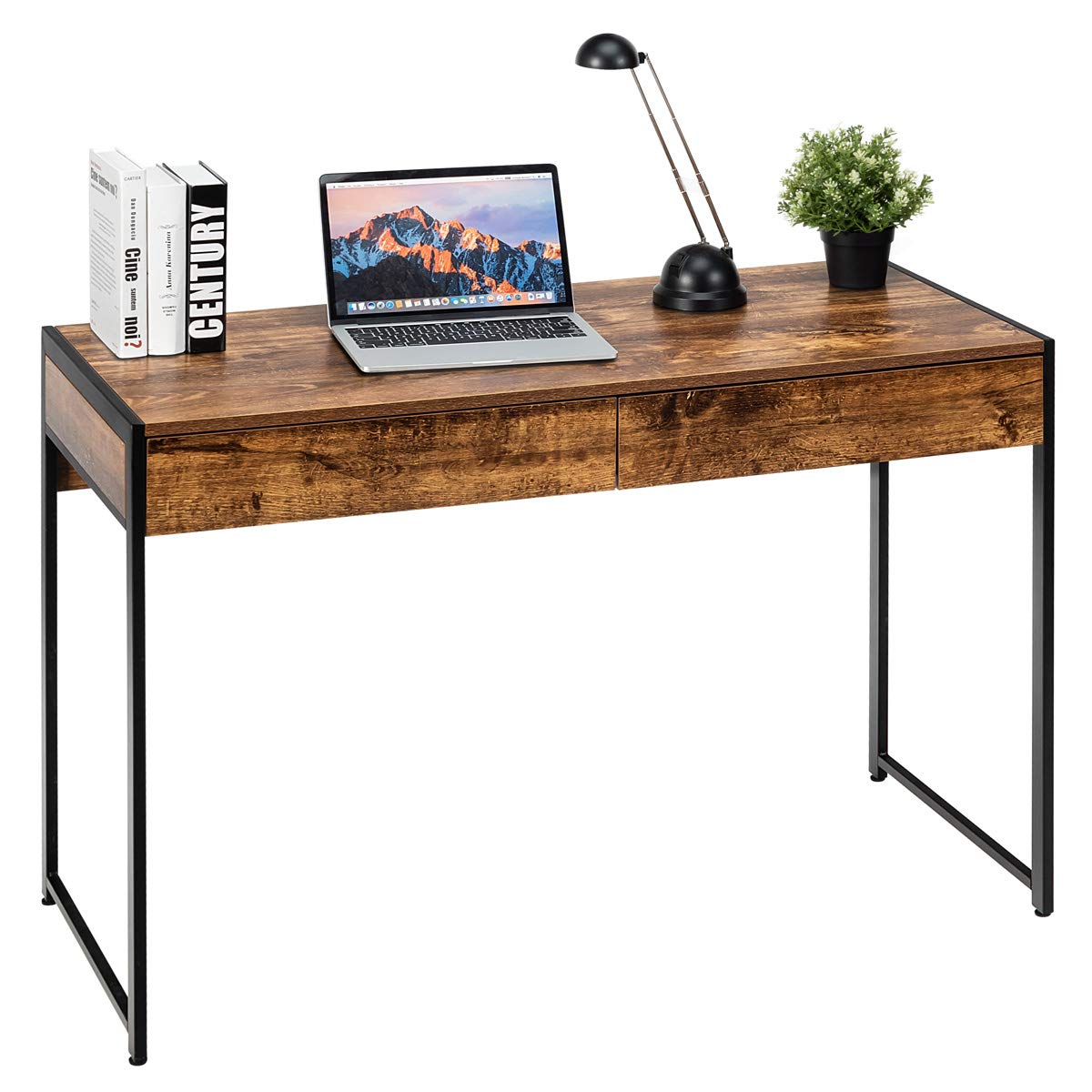 Giantex Computer Desk, Home Office Desk w/ 2 Drawers & Sturdy Steel Frame