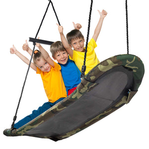 Kids Detachable Surf Swing, Flying Outdoor Indoor Saucer Hammock, 100-160cm Adjustable Hanging Rope