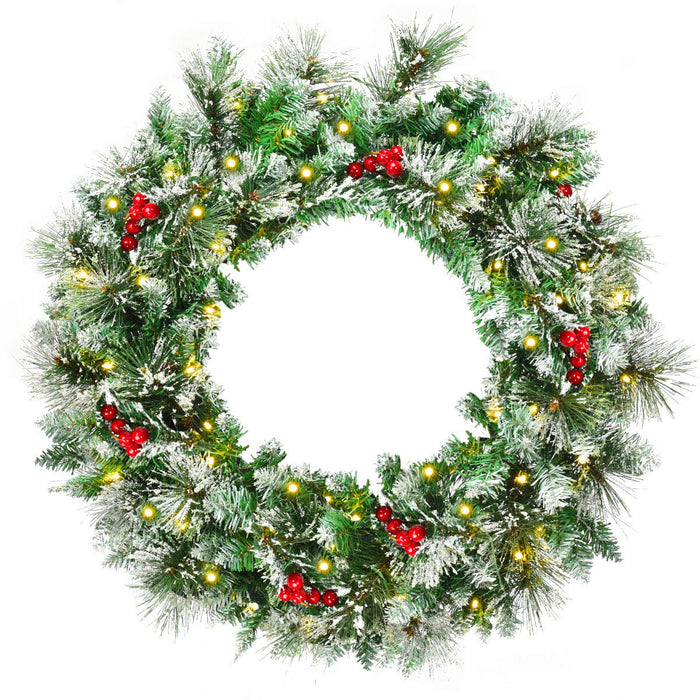 60cm Pre-lit Christmas Wreath and 2.7M Christmas Rattan