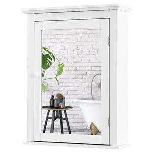 Bathroom Cabinet W/Mirror, Mirror Cabinet W/5-level Height-Adjustable Shelf, Wood Wall Cabinet