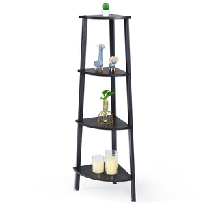 Giantex 4-Tier Corner Shelf, Lightweight Wood Look Organizer w/Metal Frame, Multipurpose Storage Shelf