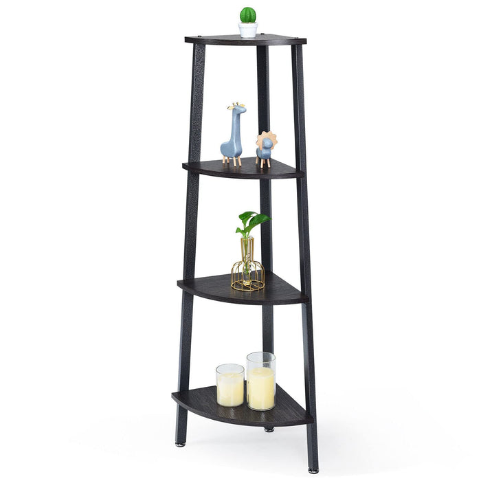 Giantex 4-Tier Corner Shelf, Lightweight Wood Look Organizer w/Metal Frame, Multipurpose Storage Shelf