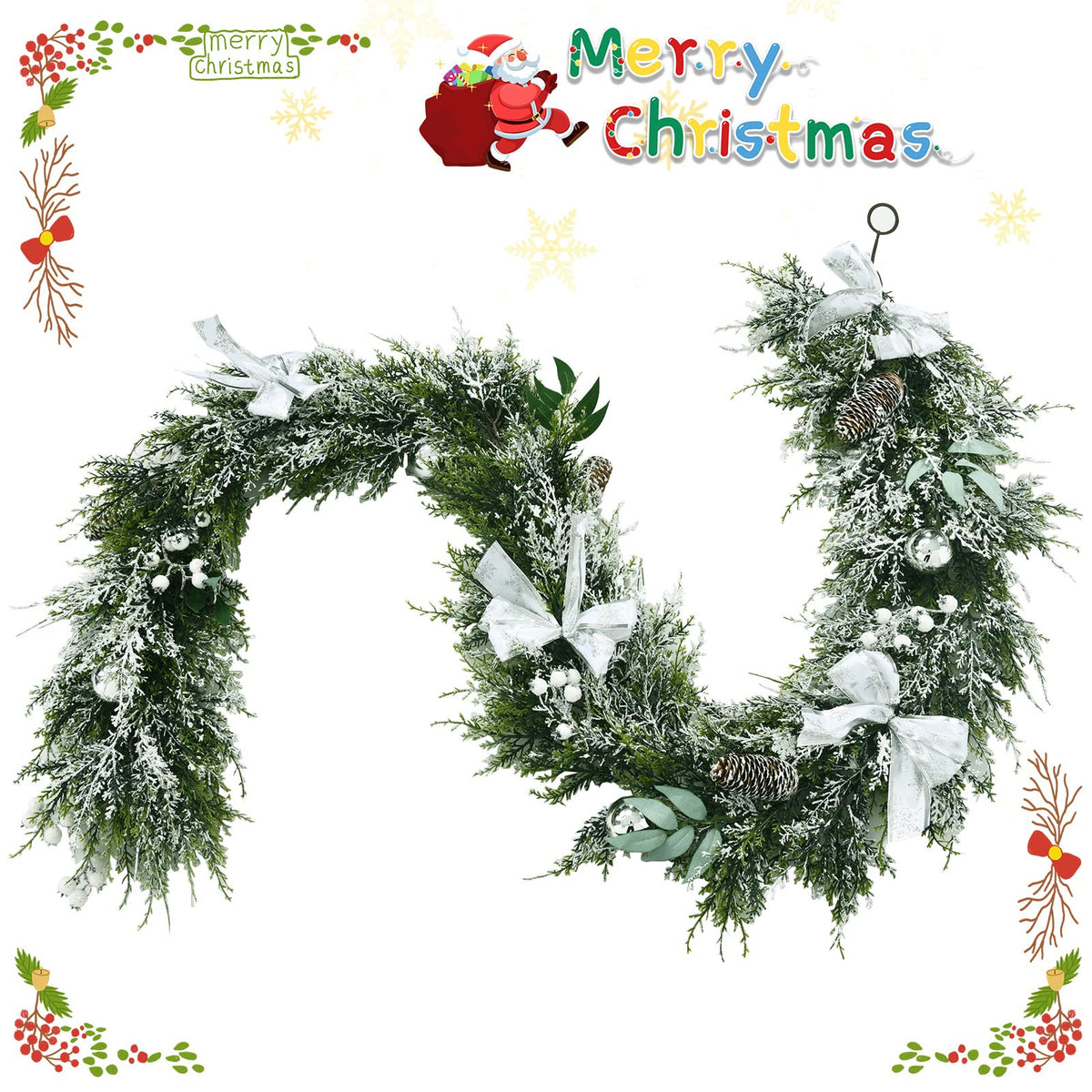 200cm Snow Flocked Christmas Garland