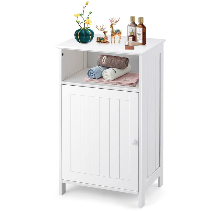 Giantex Bathroom Floor Storage Cabinet, Freestanding Wooden Single Door Side Cabinet