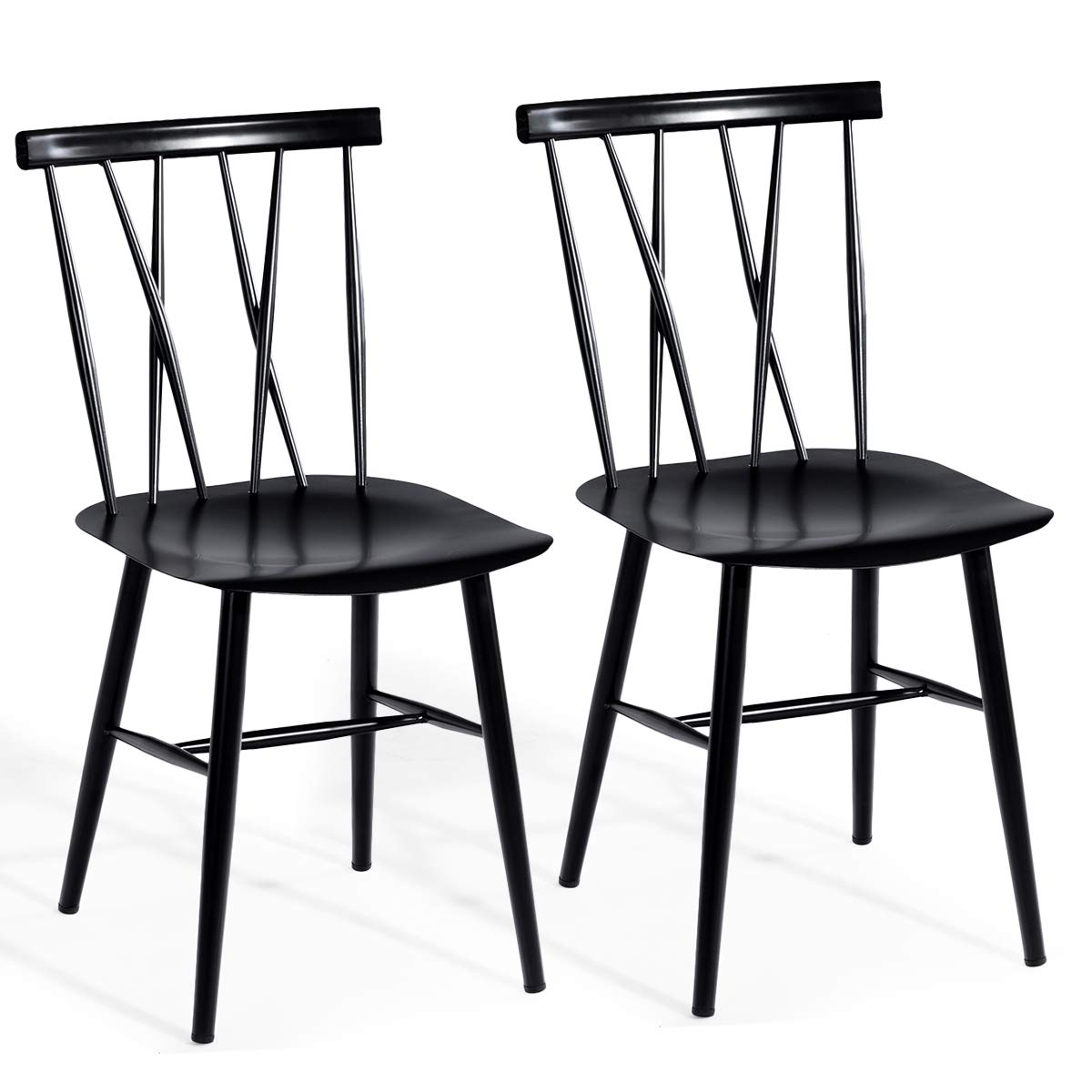 Giantex Set of 2 Steel Dining Chairs, Black Counter Height Chairs