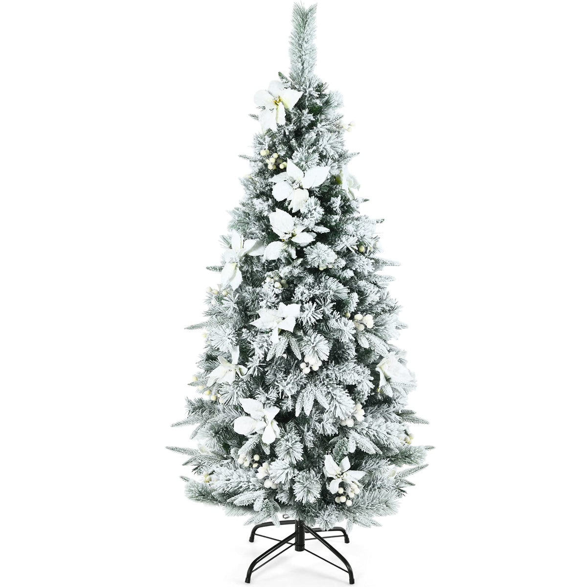 1.5 Christmas Tree, Artificial Snow Flocked Slim Pencil Tree