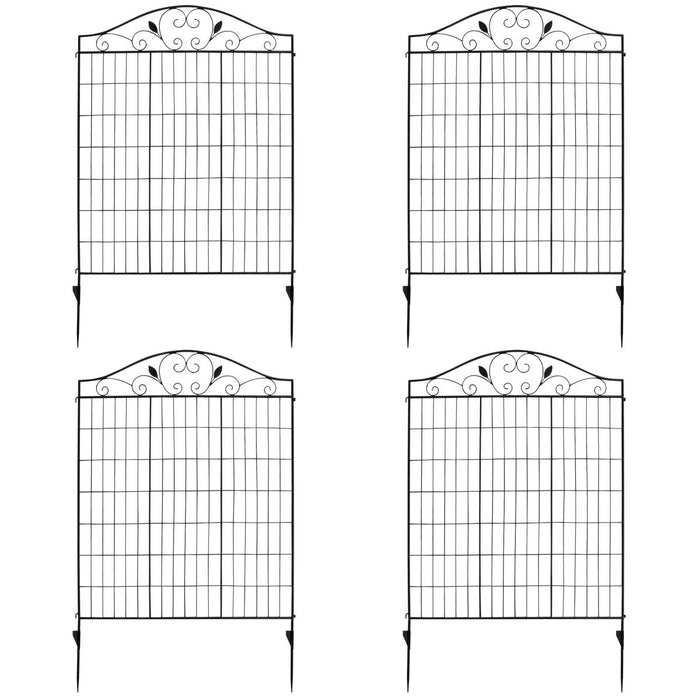 Giantex Folding Garden Fence, 4 Decorative Fencing Panels, Heavy Duty Edging Fence, 143.5cm x 448cm