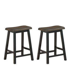 Giantex Set of 2 Bar Stools, Saddle Seat Pub Chair, Wood Vintage Counter Height Stool