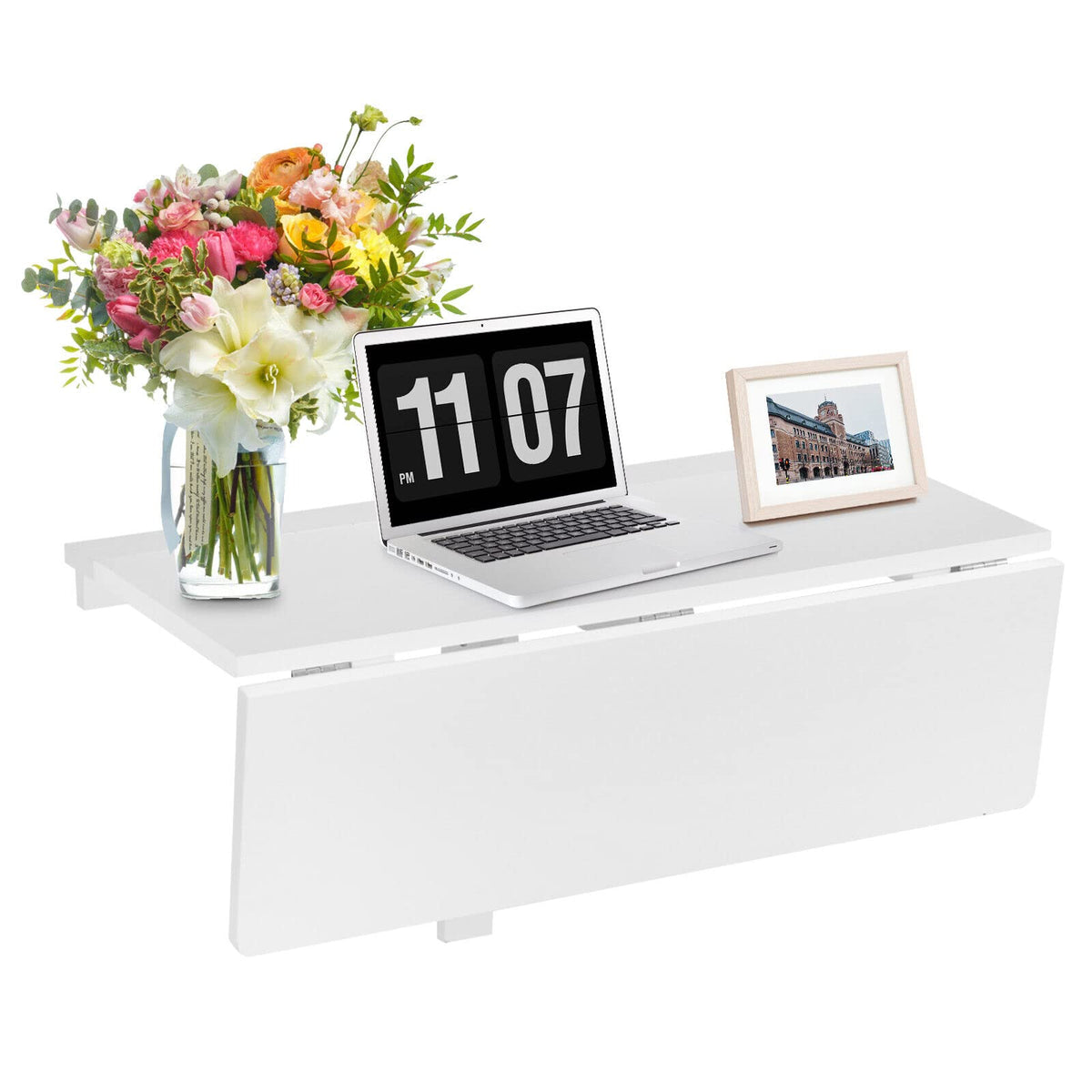 Giantex Wall Mounted Folding Table, 80cm x 60.5cm Drop-Leaf Floating Writing Desk