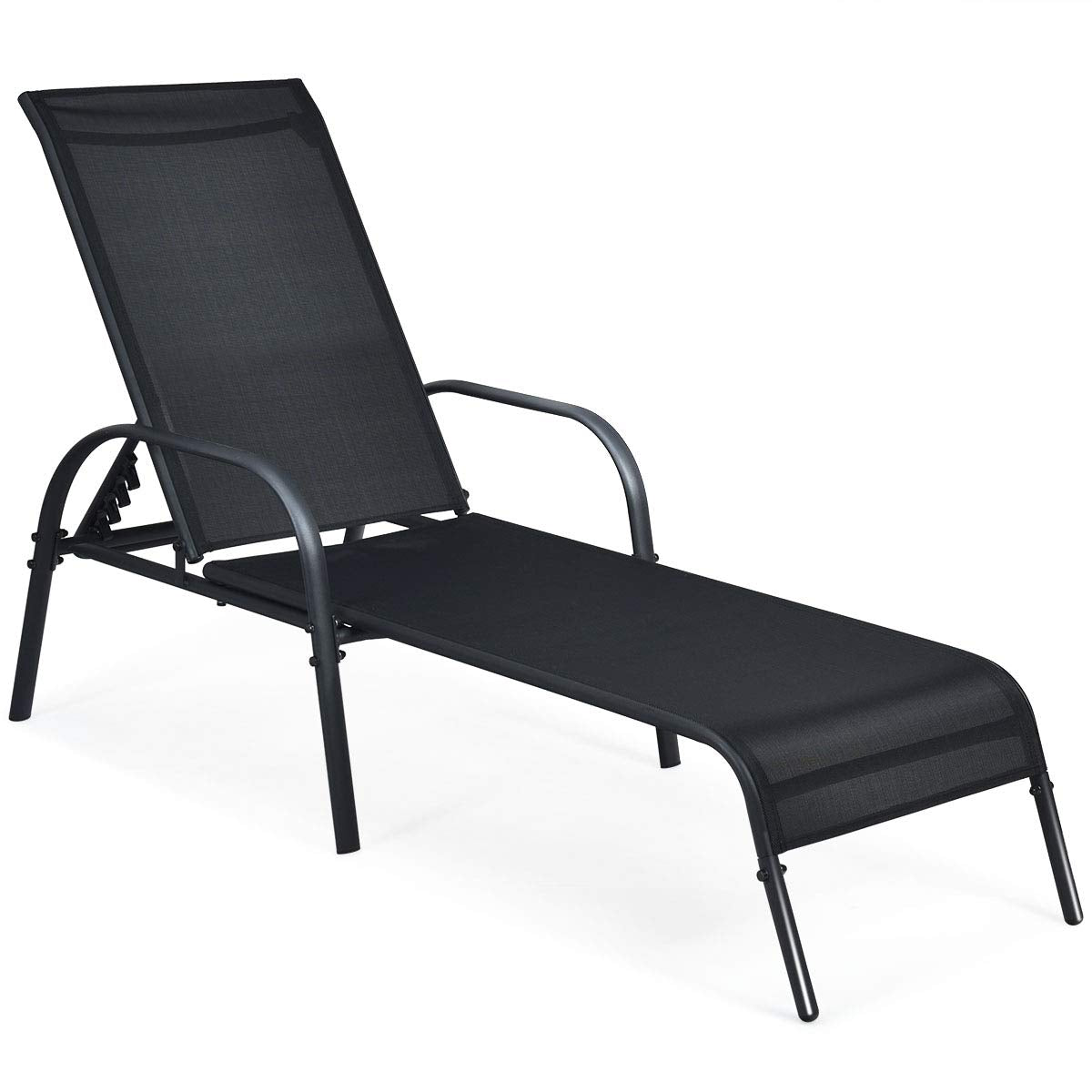 Giantex Outdoor Chaise Lounge, Folding Patio Recliner Chair with 5-Level Adjustable Angles