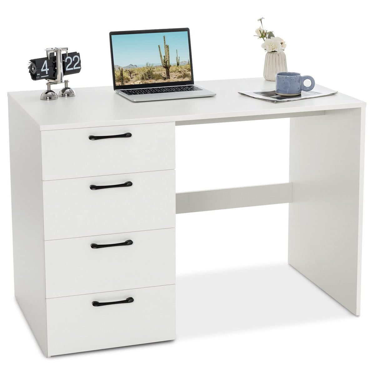 Giantex Computer Desk with 4 Drawer, Home Office Writing Desk with File Storage Cabinet